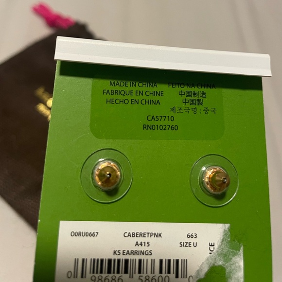 Kate Spade Stud Earrings with bag, NWT, gold/pink/red - Picture 6 of 7